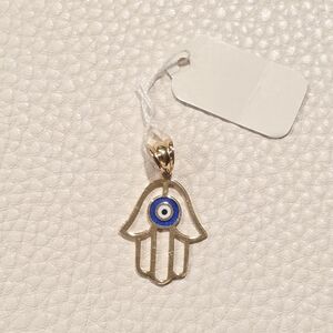 💠✨️18K Real Gold Hamsa Pendant with Blue Evil Eye✨️💠